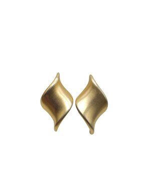 Matte Gold-Tone Abstract Clip-On Earrings 1.5 Inch Runway Retro-Inspired Design